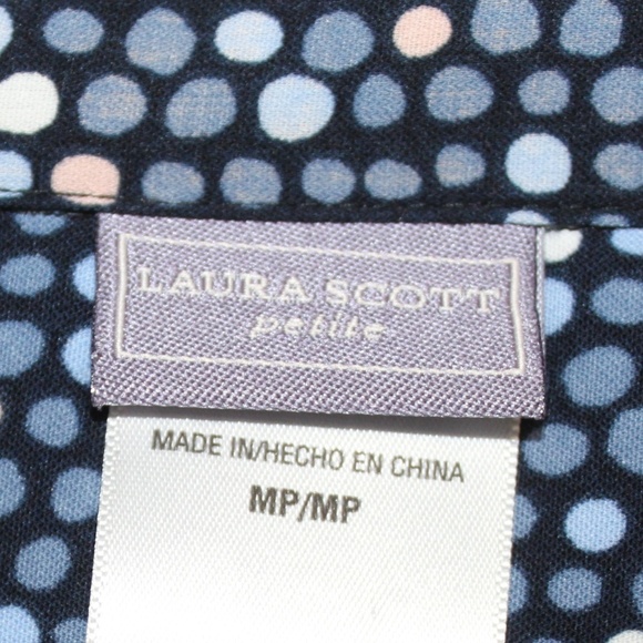 Laura Scott Petite Pock-a-Dot 3/4 Sleeve Blouse - Picture 6 of 8